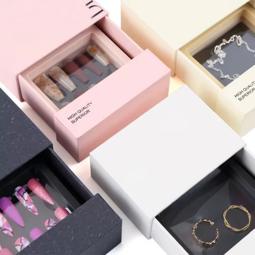 Custom Logo rigid Nail paper Nail Packaging Box Set Empty Nail Display Box Drawer Boxes
