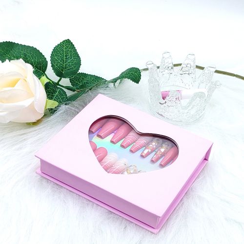 False Eyelash packing box rigid paper box custom printing PVC window cosmetic packaging FSC certificate finger nail Cardboard Packing Boxes