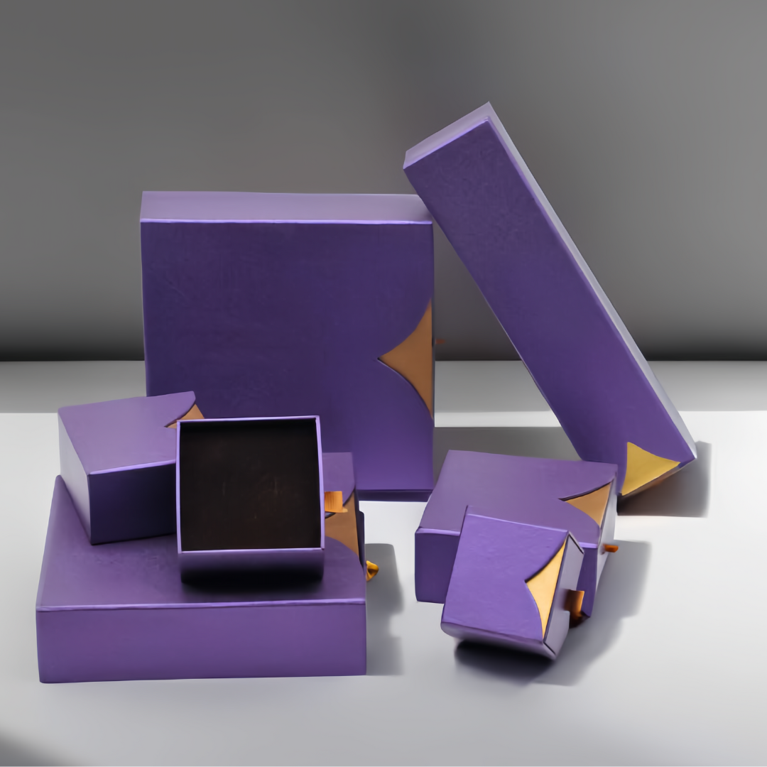 Custom paper&sude jewelry box Velvet Foam Insert Jewelry Box Luxury Clamshell Magnet Flap Packaging Jewelry Gift Set Watch Bracelet Paper Box