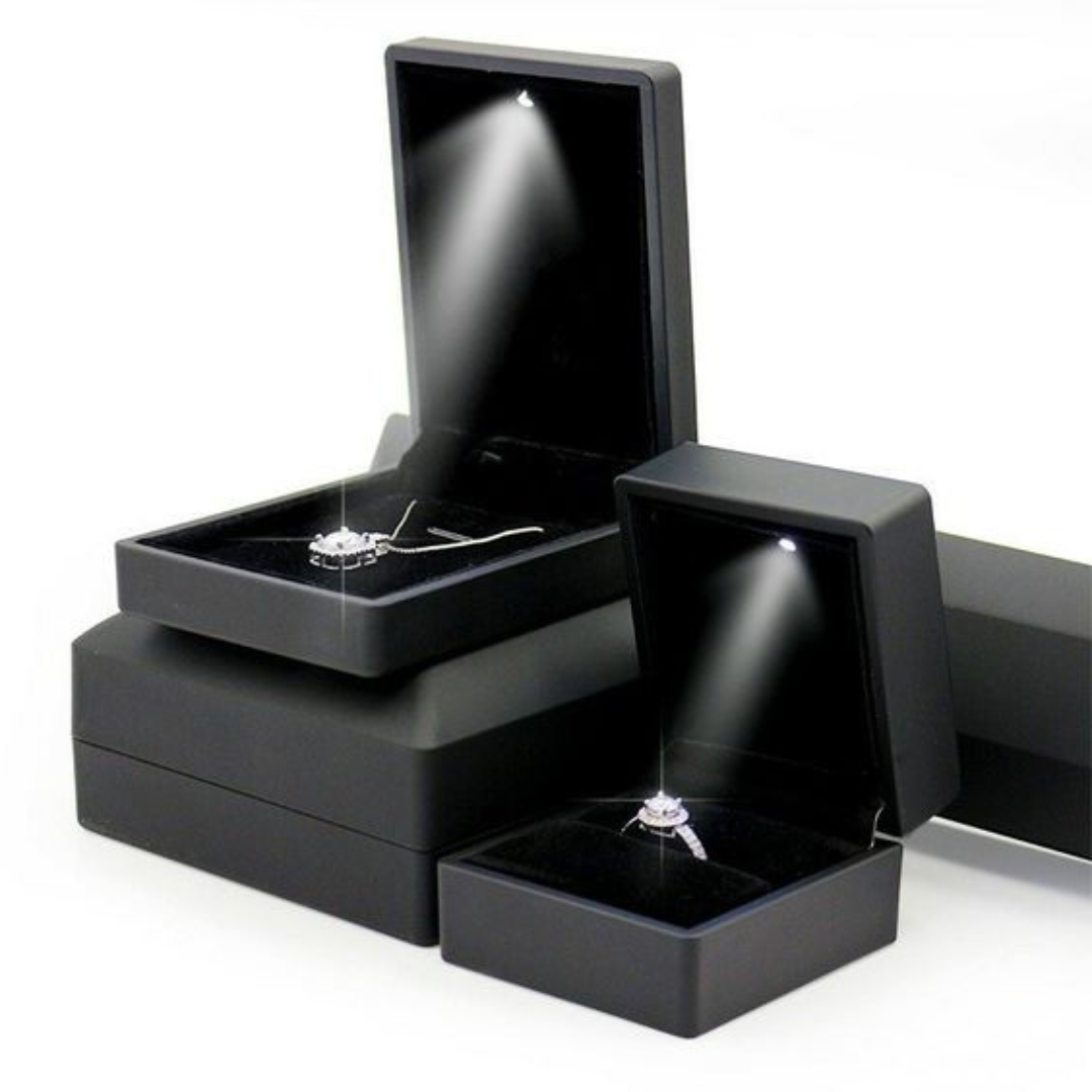 Luxury Custom Black Red Jewelry Box with LED Light