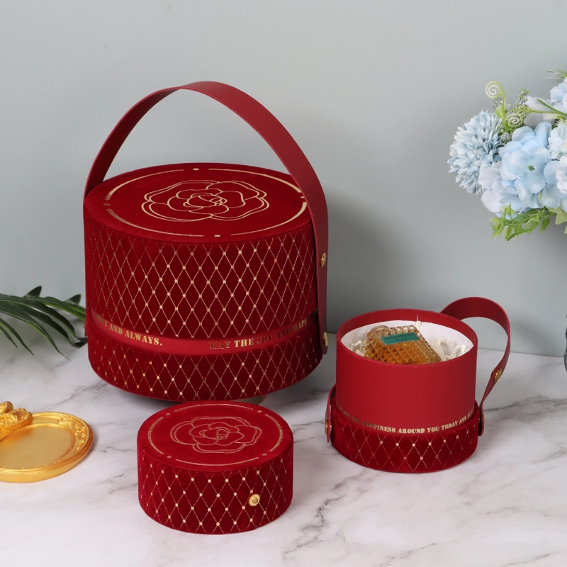 Luxury Wedding Cosmetic Round Gift Boxes with Handle