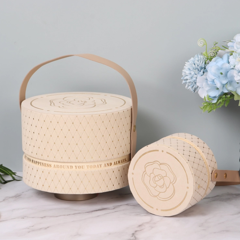 Luxury Wedding Cosmetic Round Gift Boxes with Handle