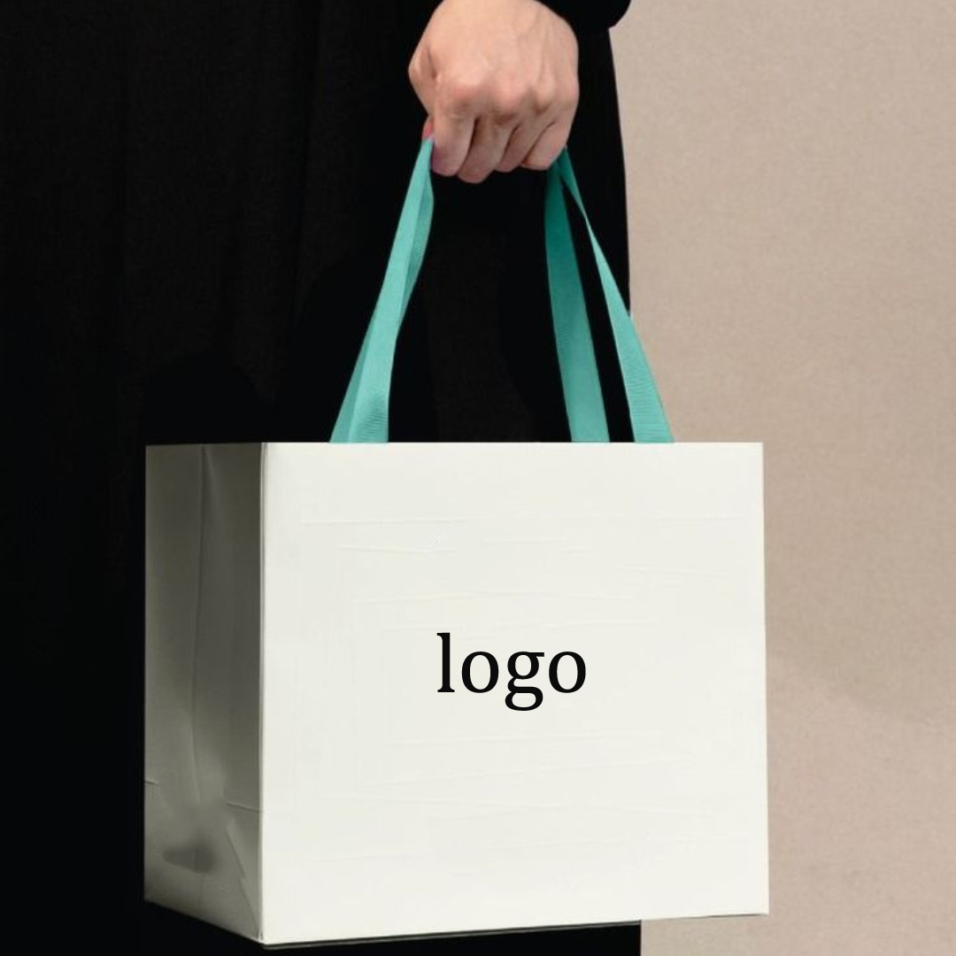 Custom Logo Festive White Paper Bag