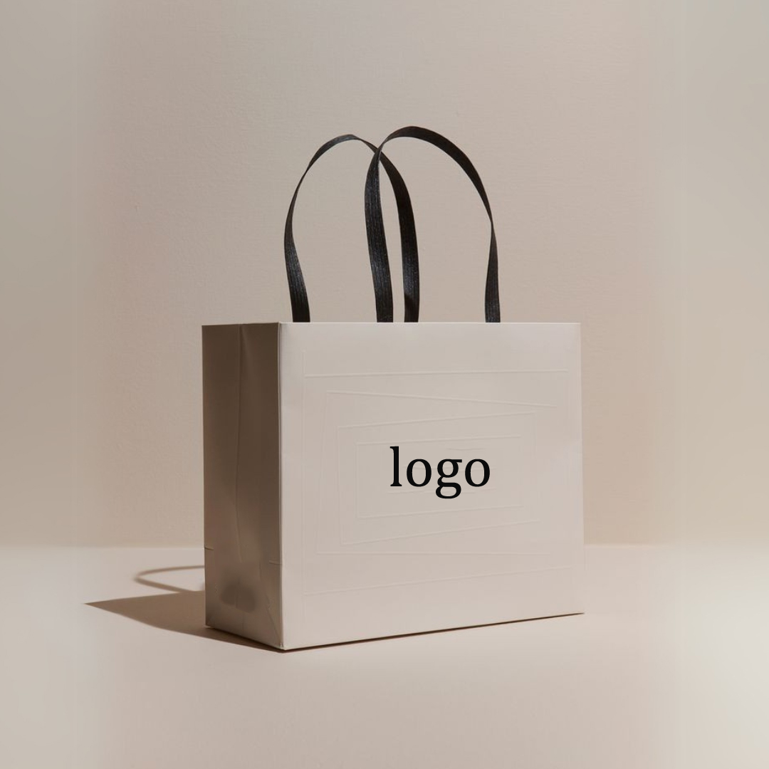 Custom Logo Festive White Paper Bag
