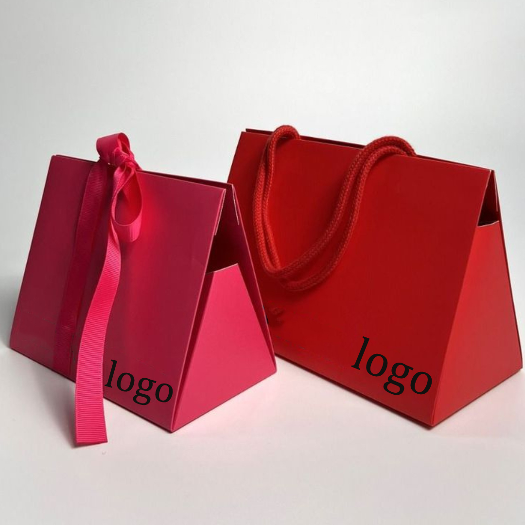 High-end Luxury Triangle Paper Bag with Ribbon