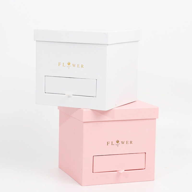 Pink Flower Jewelry Box with Drawer for Boutique Flower Gift Shop