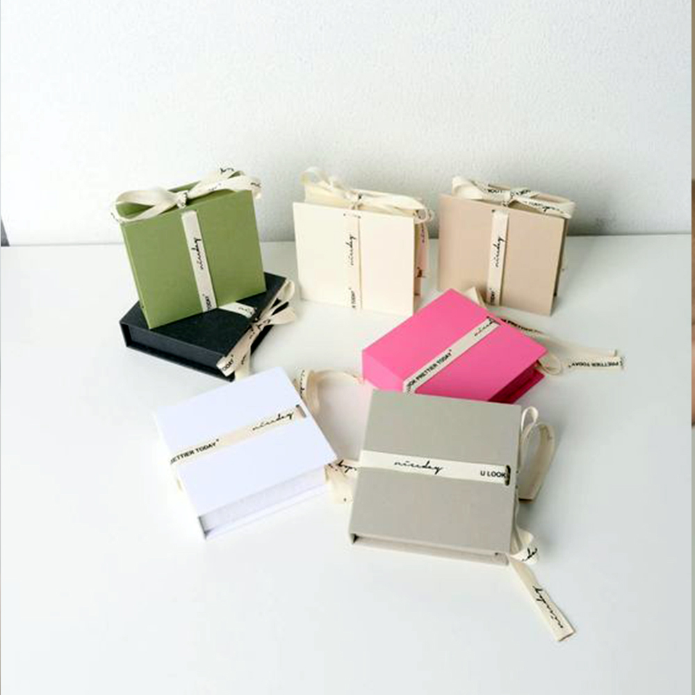 Handmade Jewelry Packaging Box with Custom Gold Logo and Ribbon