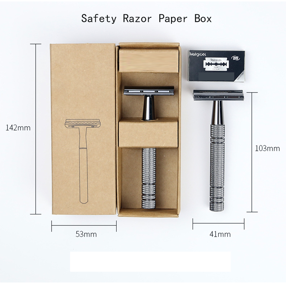 Customized Logo Razor Package Box Handle Stainless Steel Double Edge Packaging Box for Razors Packaging